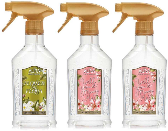 LG생활건강 아우라 섬유향수 400ml 윌유메리미 2개 플라워바이플로라 1개, 아우라 섬유향수 윌유메리미, 400ml, 2개 + 플라