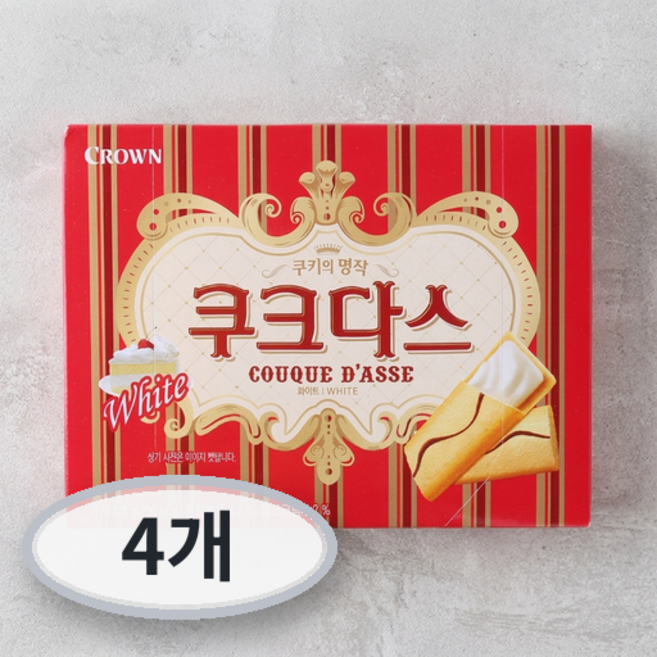 크라운 쿠크다스 화이트토르테, 128g, 4개