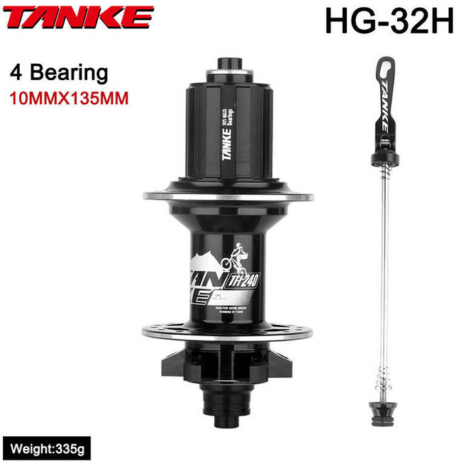 TANKE 120 클릭 허브 베어링 MTB 앞/뒤 32/36홀 디스크 브레이크 자전거 7/8/9/10/11/12단 퀵 릴리즈 6개의, 32H Black Rear QR, 1개