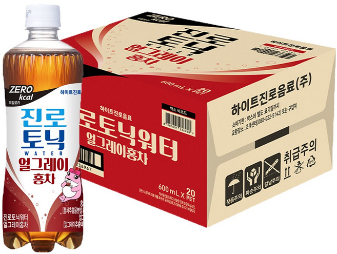 하이트진로 토닉워터 홍차 600ml, 20개