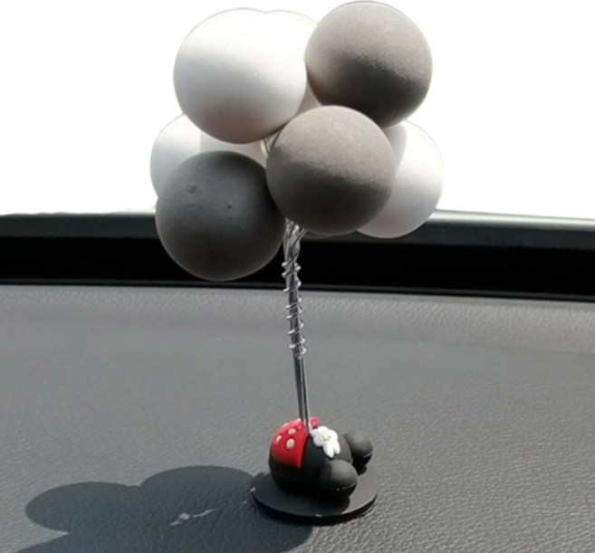 차량용 실내 대시보드 꾸미기 풍선 인형 장식 인테리어 부착식 소품, 1개, 회색(3x11x7cm)