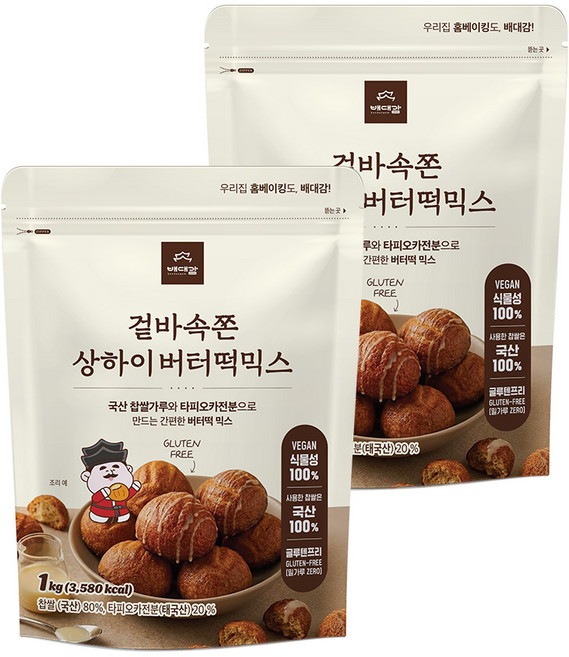 상하이 버터떡믹스 국산찹쌀가루&타피오카, 2개, 1kg