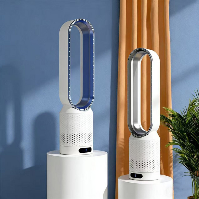 Sentrieli 써큘레이터 선풍기 타워형 날개없는 선풍기 온풍기 냉온풍기 슬림형 에어홀 저소음 BLDC 공기순환기, 화이트블루(냉풍기)