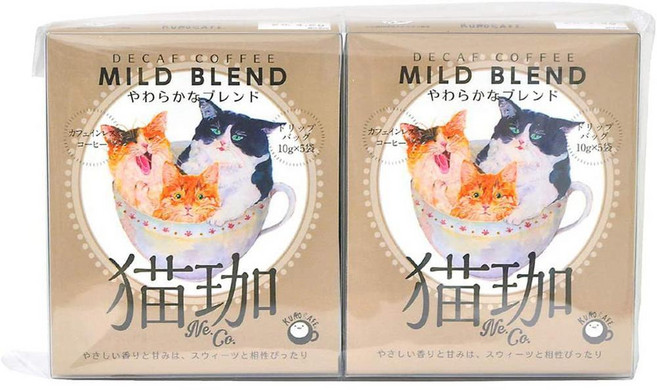 no income 일본직구 인데카페 없는 고양이 커피 소프트 블렌드 2 x 5P 박스 디카페 비카페인 레귤러(드립), 사이즈