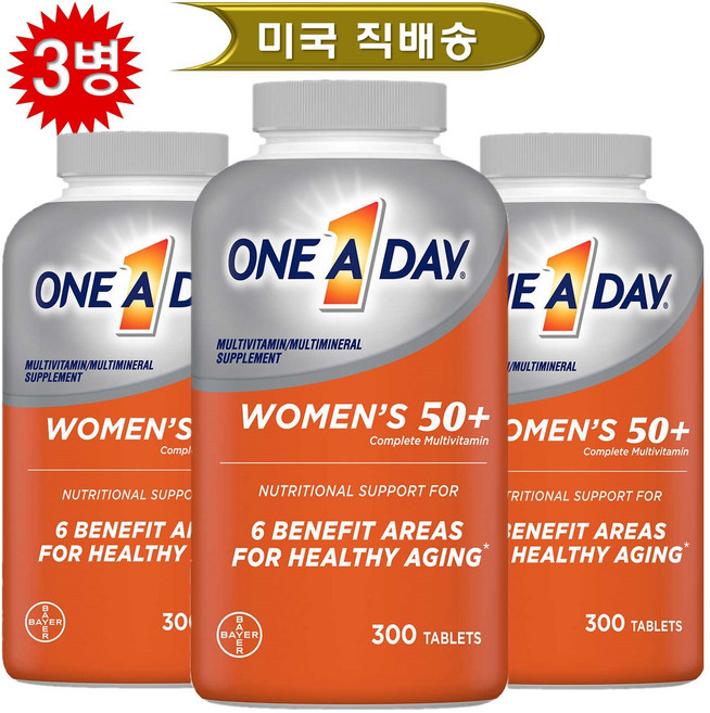 One A Day Women's 50+ Healthy Advantage 원어데이 여성 멀티비타민 50세이상 헬시 어드밴티지 300정, 3개