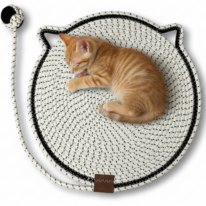 바람펫 고양이 장난감 스크래쳐 러그 매트, 1개, 화이트