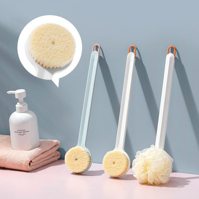 알뜰살뜰매뉴얼 등 바디 브러쉬 샤워 목욕솔 셀프 등때밀이 각질제거, 단일, 샌드 풋파일, 화이트, 1개, 1개입