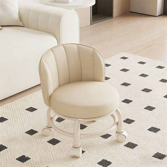 호밍사이 스툴 의자 이동식 등받이 앉은뱅 이의자 가정용 낮은 의자 바퀴의자 쇼파스툴 스툴의자 보조의자, 1개, 카키