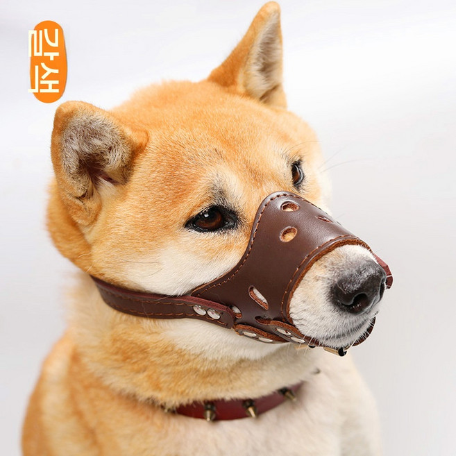 강아지 입마개 물림방지 짖음방지 산책훈련 마스크 소형견 중형견 대형견 반려견 입마개, 브라운