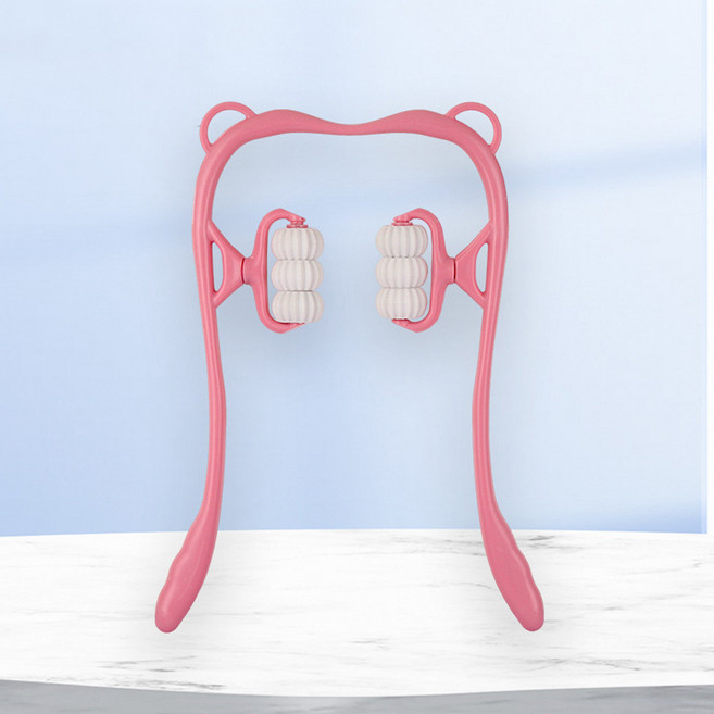 배로나 목어깨마사지 휴대용롤러 더블롤링 지압기, 배로나핑크, 1개