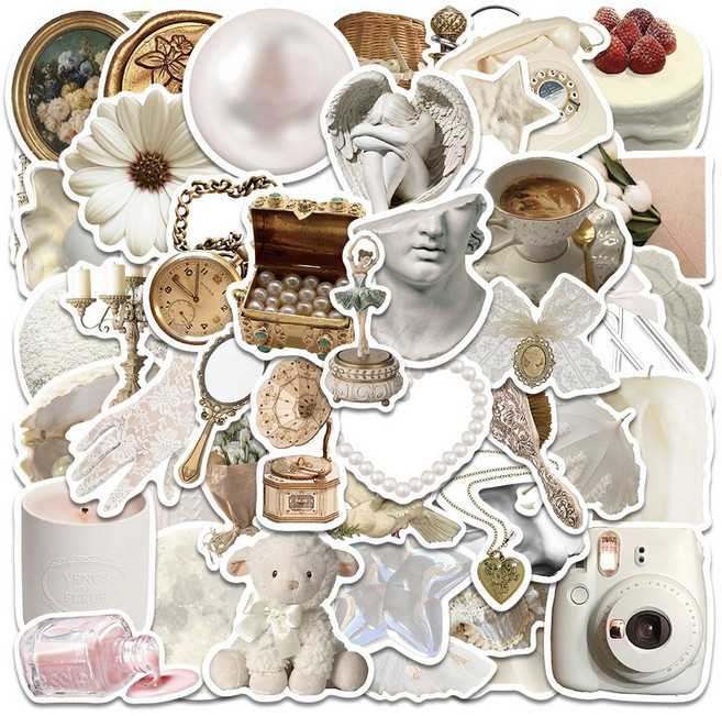 노트북 다꾸 폰꾸 캐리어 다이어리 꾸미기 감성 조각 스티커, 1개, 아이보리