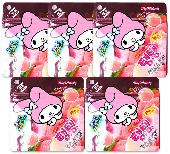 산리오 말캉말캉 젤리 마이멜로디 백도맛, 40g, 5개