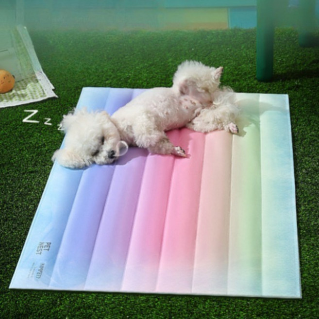 강아지 고양이 쿨링매트 냉감 대리석 매트 여름용 반려동물 시원한 쿨매트, 1개, G_사각 얼음구멍 블루화이트