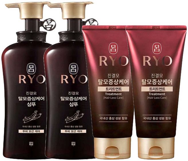 [최신형] 려 진결모 탈모증상케어 샴푸 490ml + 트리트먼트300ml + 마스크 증정 (옵션 택 1), 2개, 790ml