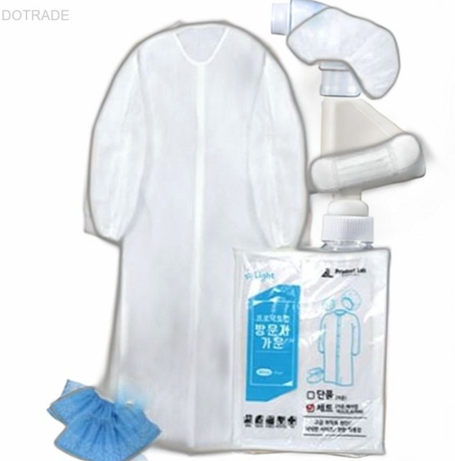 부직포 일회용 방문자 위생 가운 세트 50P 방역복, XL