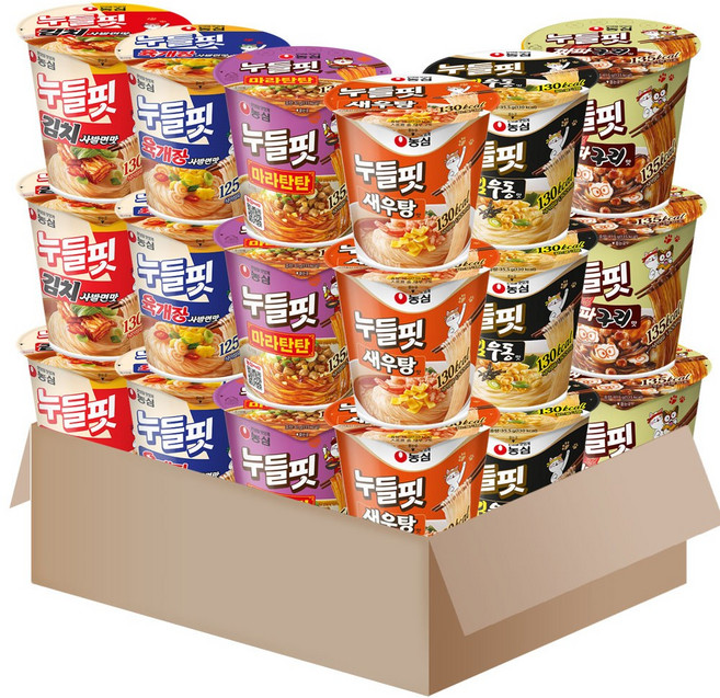 농심 누들핏 6종 (육개장사발면맛3+김치사발면3+새우탕맛3+짜파구리3+튀김우동맛3+마라탄탄맛3), 1세트