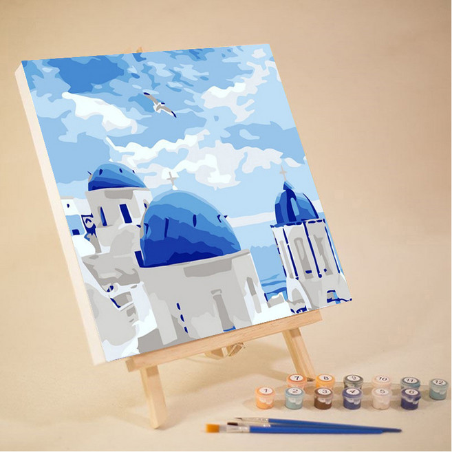 DIY 명화그리기 이젤 거치대 세트 20 x 20 cm, 산토리니2, 1개