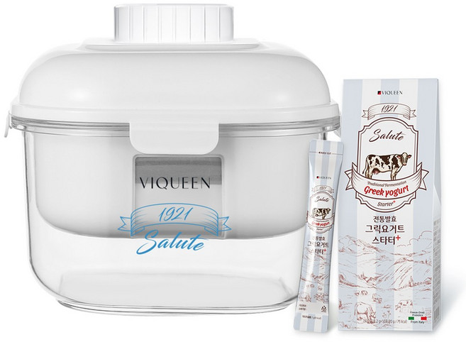 바이퀸 그릭요거트 스타터 플러스 1박스 + 대용량 농도조절 유청분리기 2.2L 세트, 1개