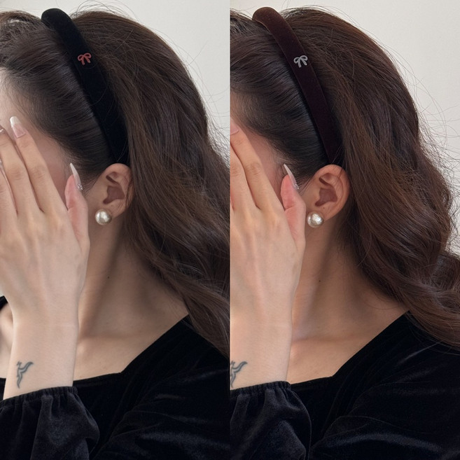 ZMBIRD 2종세트 가을 겨울 여성용 벨벳 리본 헤어밴드 H278