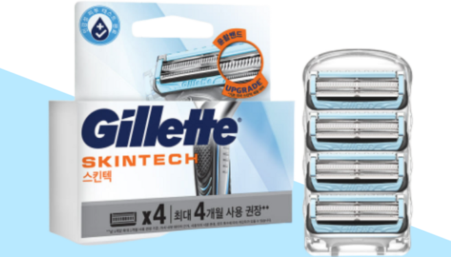 질레트 퓨전 매뉴얼 면도날 리필 4입, 1개