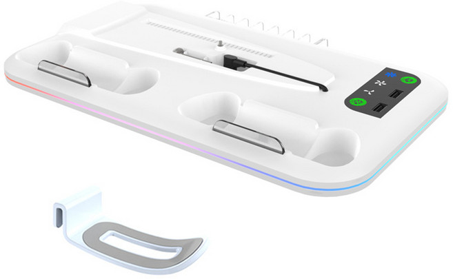 PS5 플스5 프로 슬림 거치대 스탠드 쿨러 충전 올인원, 1개, 화이트, P523