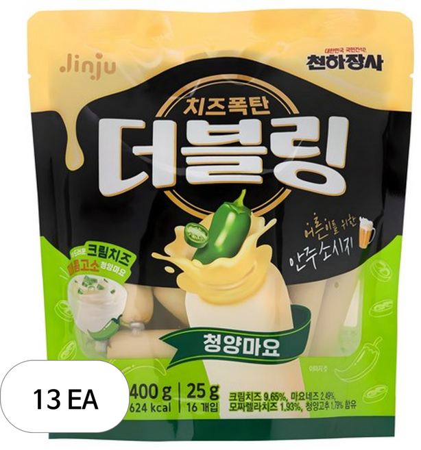 진주햄 더블링 청양마요 간식 소시지, 400g, 13개
