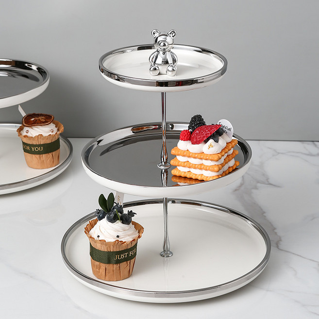 2단 3단 디저트 트레이 도자기, 1개