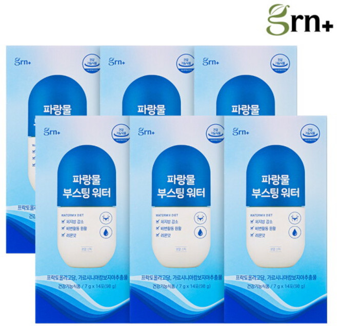 GRN 파랑물 부스팅 워터 마시는 쾌변 다이어트 14p, 98g, 6박스
