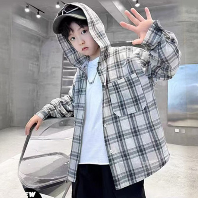트렌디후드체크 남방