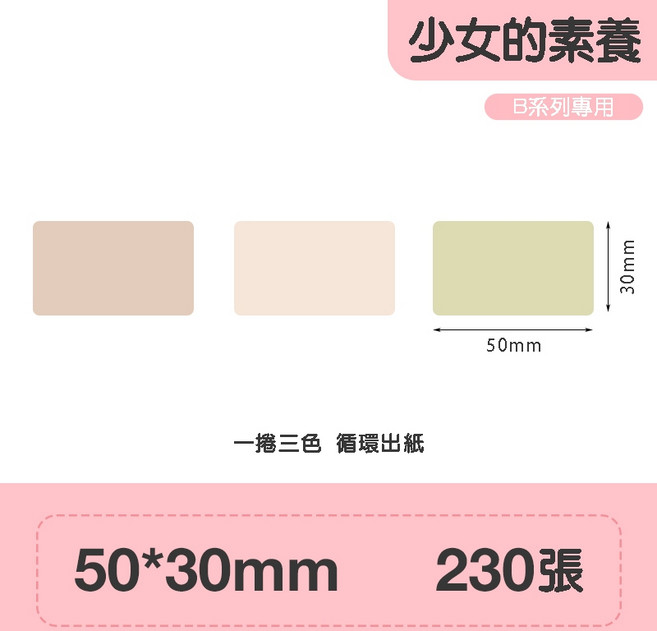 精臣 花色標籤貼紙 適用於B21S/B21/B21Pro/B1/B3S/B31, 1個, 50*30 少女的素養