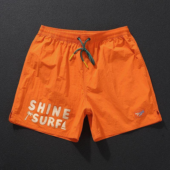 男士沙灘褲 防水速乾 寬鬆時尚休閒褲, 桔紅色,M