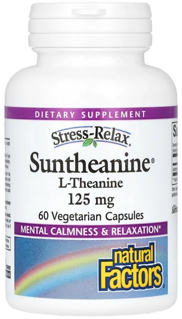 Natural Factors Suntheanine 네추럴 팩터스 선테아닌 엘 테아닌 125mg 60베지캡슐, 120g, 1개, 60정 - 쿠팡