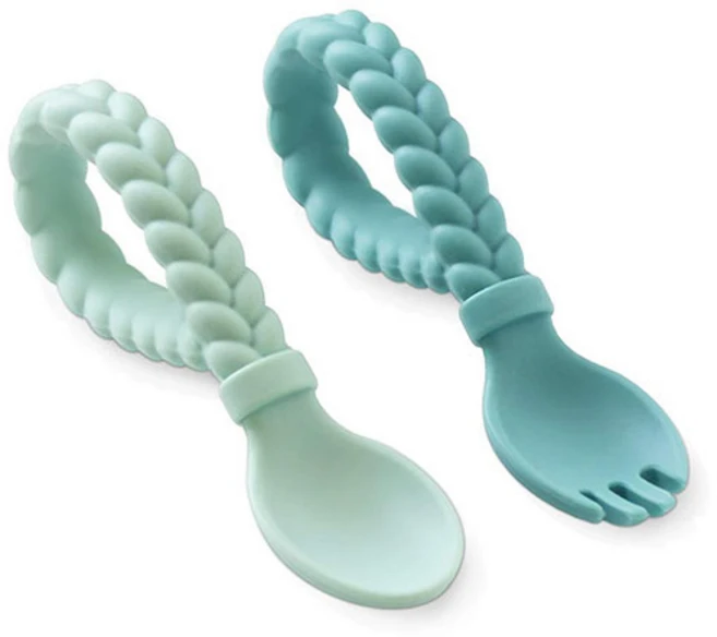 잇지릿지 치발기겸용 실리콘 스푼 포크 세트, 민트, 1개 - 쿠팡
