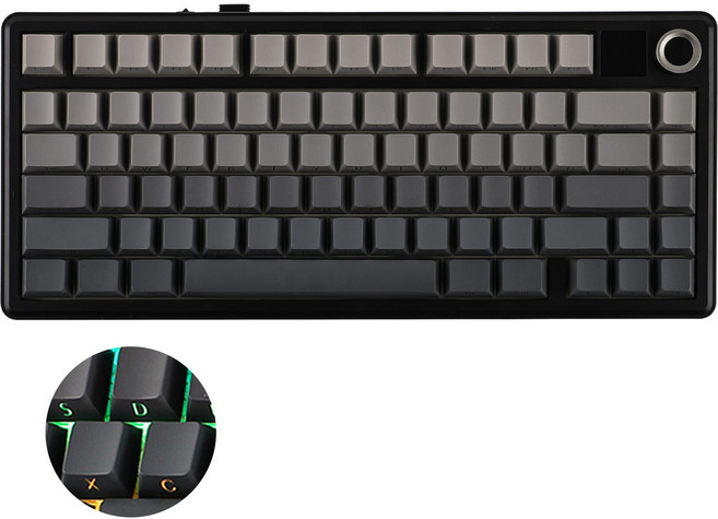 AULA 독거미 F75 MAX 에포메이커 EPOMAKER 75레이아웃 핫스왑 가스켓 유무선 노브 스크린 기계식 키보드 RGB 백라이트, 블랙(MAX), LEOBOG Reaper 스위치, 제조사축