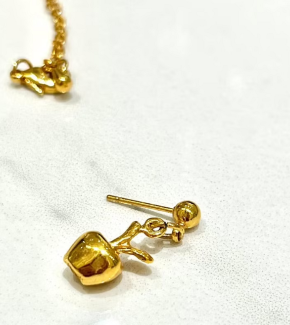 金飾 蘋果造型耳環