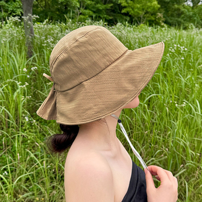 리보마 챙넓은 햇빛가리개 버킷햇 벙거지 턱끈 모자