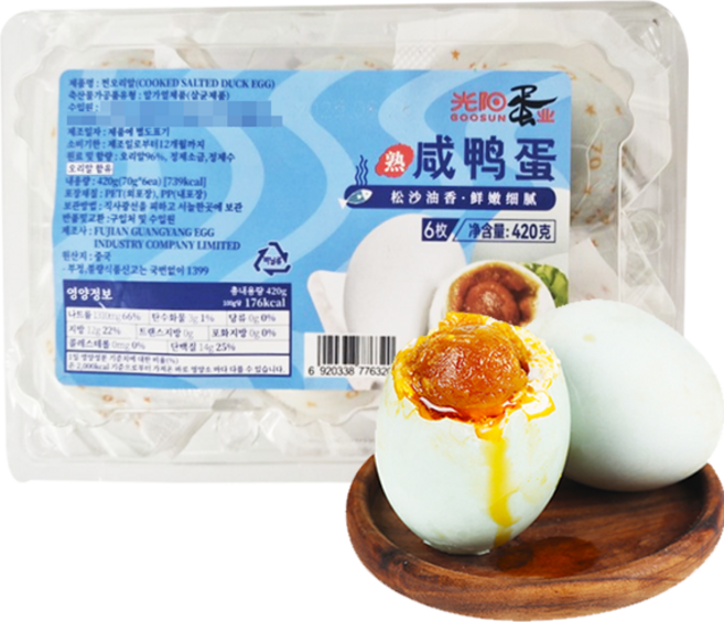 홍홍 중국식품 광양 찐오리알 야단 개당 70g 대사이즈 찐오리알 유황 중국오리알, 1개, 6구