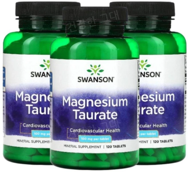스완슨 마그네슘 타우레이트 100mg 120정, 3병 - 쿠팡