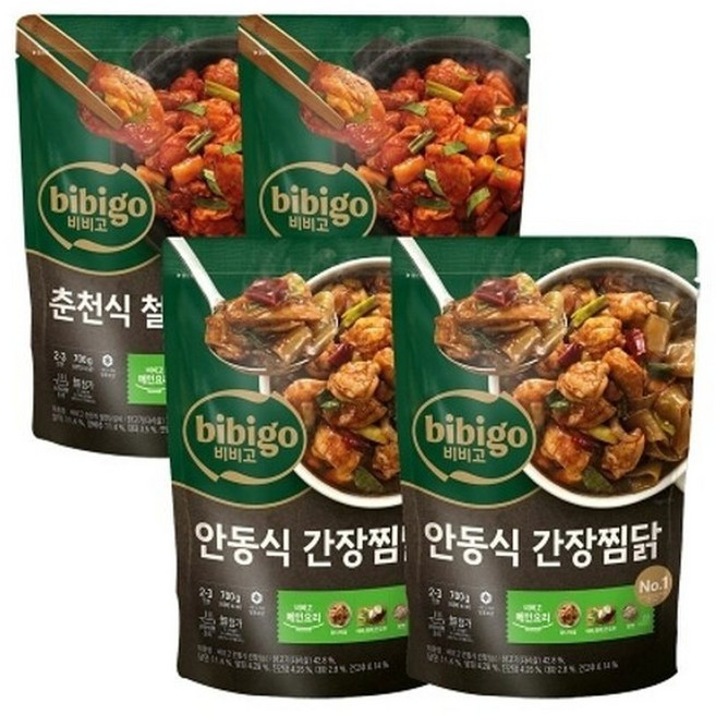 비비고 춘천 철판 닭갈비 700g x2개+간장찜닭 700g x2개, [0001]기본상품, 4개