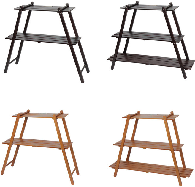 몽크로스 캠핑 원목 우드 쉘프 선반, 1개, 3단, 브라운