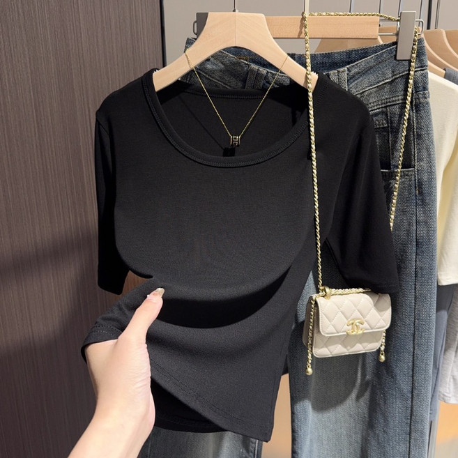 PETITBATH 니트 U넥 5부 슬림 티 W1678