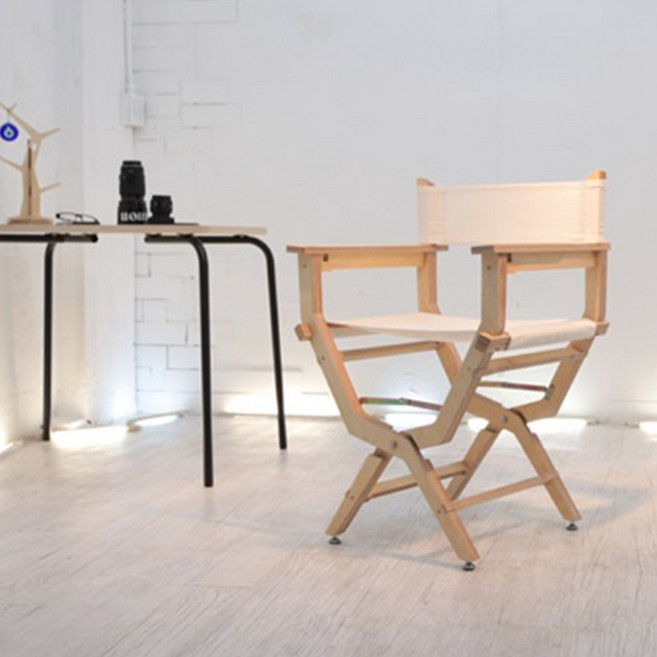 오마쥬 JWK 자작나무 영화 감독의자 디렉터스 체어, 블랙, 안함, 아이보리