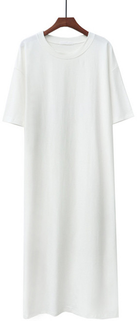 오버핏 옆트임 라운드 반팔 롱원피스 M-3XL 빅사이즈