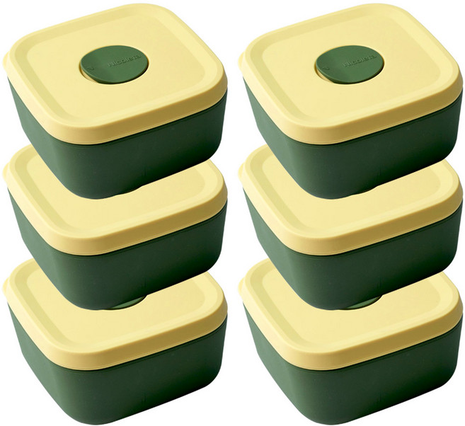 국산 실리콘밥팩 냉동밥보관용기 전자레인지 밀폐 소분용기 350ml, 그린, 6개