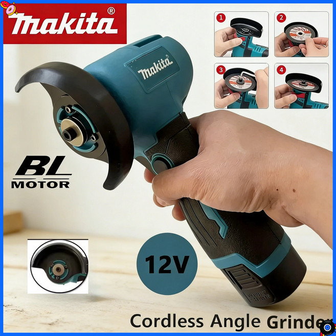 Makita 19500RPM 미니 앵글 그라인더 무선 충전식 휴대용 연삭 연마 절단기 전동 공구, [01] 옵션1, 1