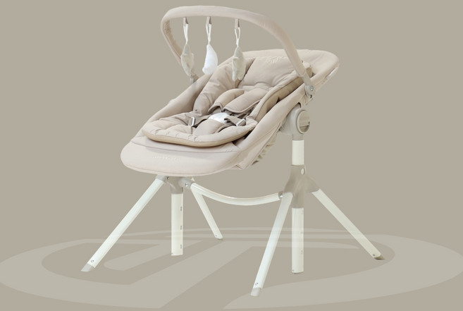 NUVY 휴대용 아기침대+하이체어 UPPY(업피) 접이식 바운서 이동식 유아의자 뉴본세트 유아침대 출산선물, 업피 베이지