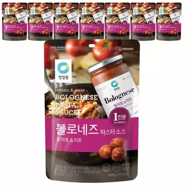 청정원 싱글파우치 볼로네즈소스 140g 8개, 1개