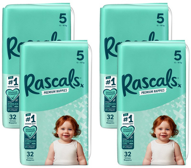 라스칼 프렌즈 프리미엄 기저귀5단계 특대형 13-18kg 남여공용 사계절용 밴드형 기저귀 아이비젼, 5단계, 128매