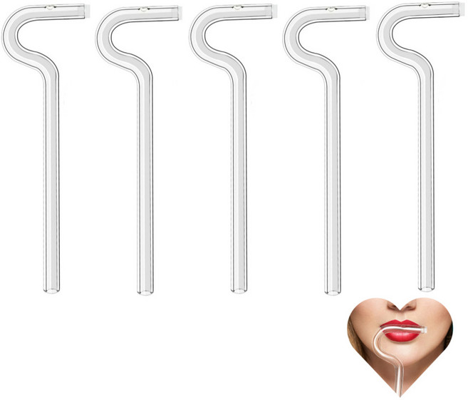 PINHEN 립 케어 유리 빨대 입술 주름 안 생긴 안티 링클 친환경 재사용 유리빨대, 빨대 1P단품, 5개