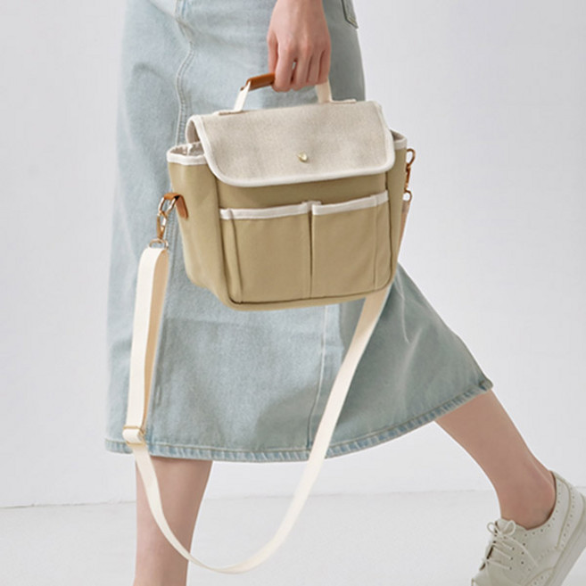 크레온 분리수납 멀티 포켓 에코백 토트 크로스 캔버스백